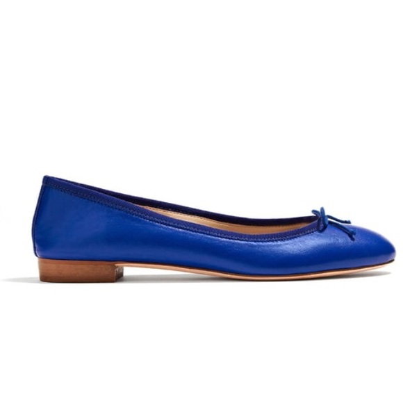 J Crew Leather Cobalt Blue Ballet Flats Classic 7 - Picture 1 of 8